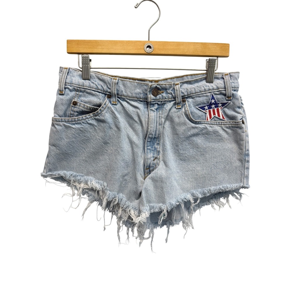 Vtg Levi's 560 Denim Cutoff Shorts USA Star Patch 34 Husky Blue Unisex Women